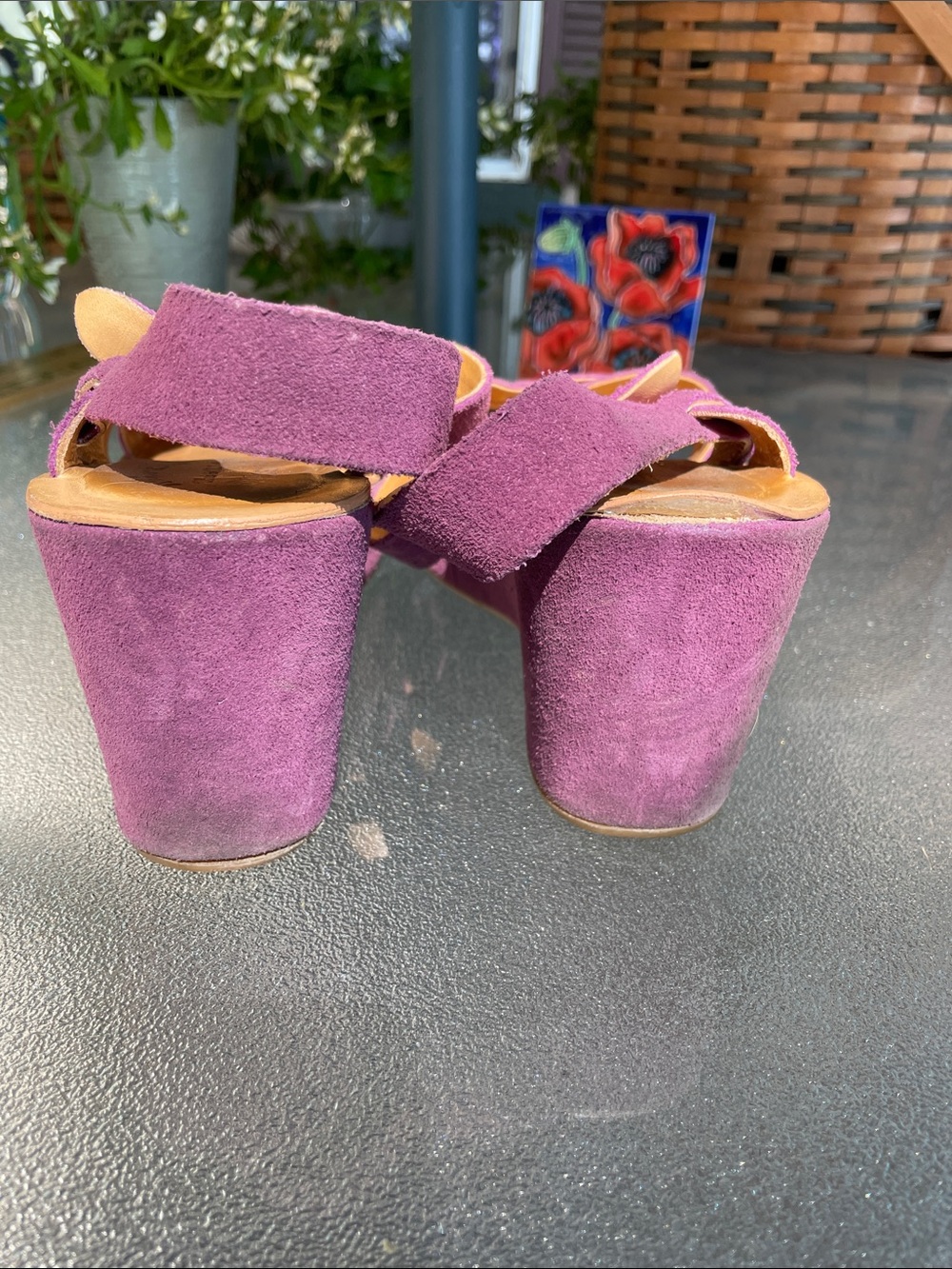 Women's Kirk-Ease Suede Purple Ankle-Strap Sandals - Picture 3 of 7